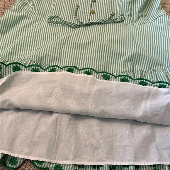 Lands' End Green Striped Dress with Floral Hem - Picture 8 of 12